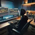 Norwegian creator combining music production and video editing in a modern home studio