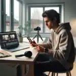 Young norwegian editing a vertical tiktok and reels video on a smartphone